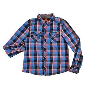 Rock Revival Blue and Red Plaid Casual Button Down Shirt